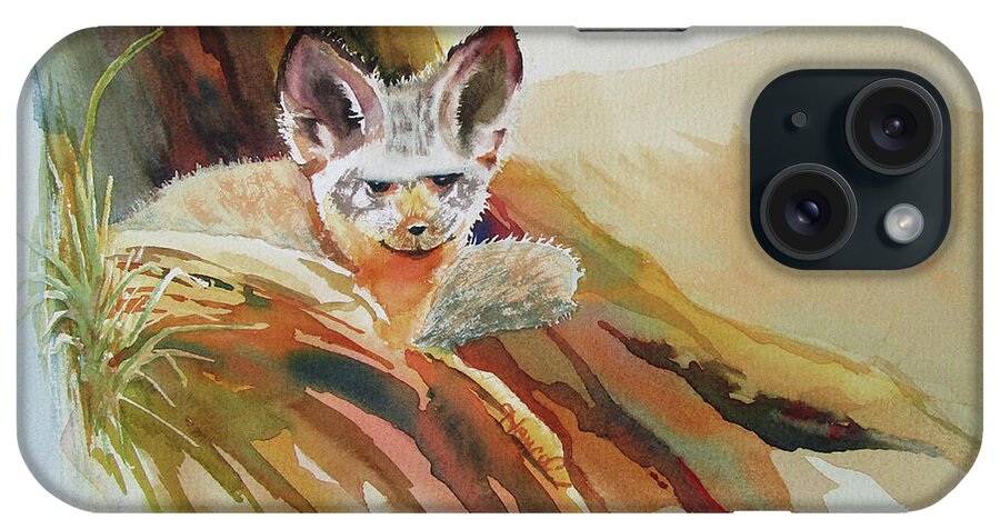 Nancy Charbeneau iPhone Case featuring the painting Bat Eared Fox by Nancy Charbeneau