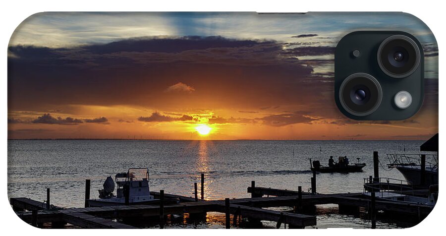 Pier iPhone Case featuring the photograph Bay, Boats and Sunset by Steve Templeton