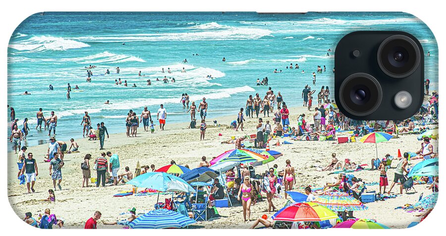 Huntington Beach iPhone Case featuring the photograph Beach Crowd and Summer Sunshine by David Zanzinger