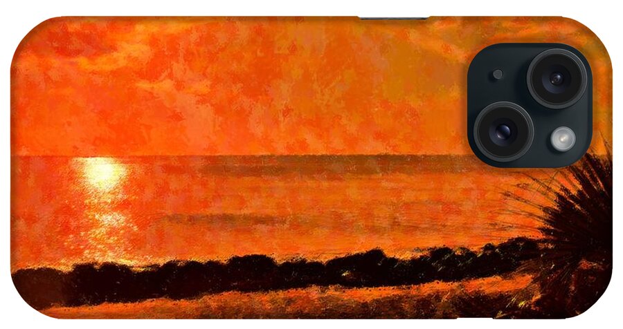 Abstract iPhone Case featuring the mixed media Beach Orange by Florene Welebny