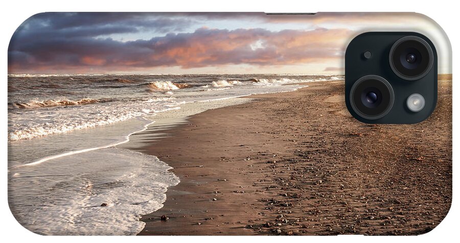 Beach iPhone Case featuring the photograph Beach waves in Burnham Overy Staithe Norfolk by Simon Bratt