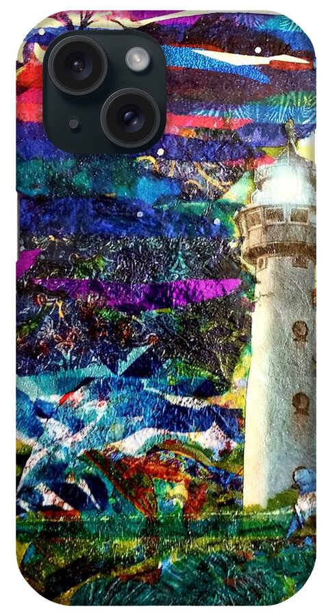 Lighthouse iPhone Case featuring the mixed media Beacon of Light by Deborah Cherrin