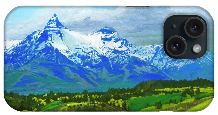 Mountain iPhone Case featuring the painting Pilot Peak in the Bear Tooth Mountains by Lynn Hansen