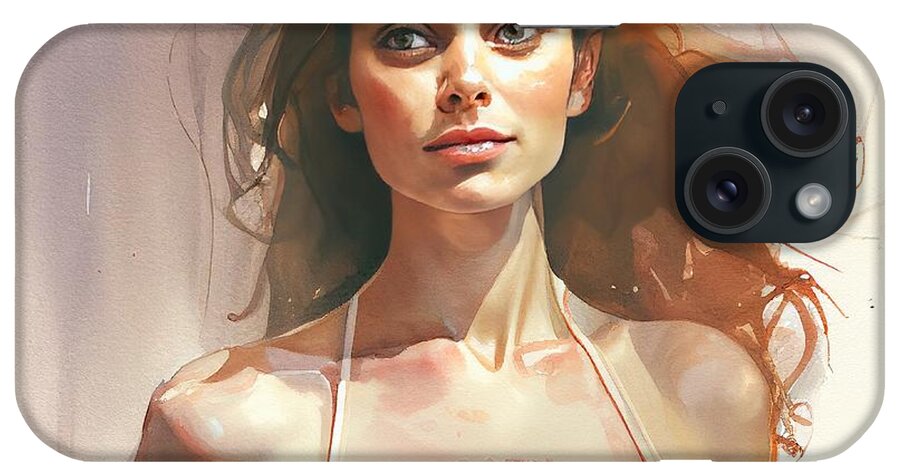 Woman iPhone Case featuring the painting Beautiful Girl No.1 by My Head Cinema