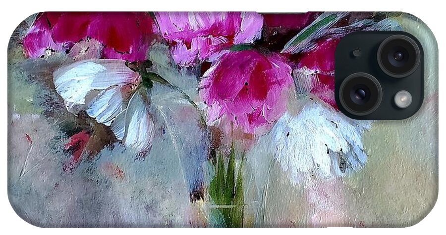 Glass iPhone Case featuring the painting Beautiful Semi Abstract Bouquet In A Glass Vase by Lisa Kaiser