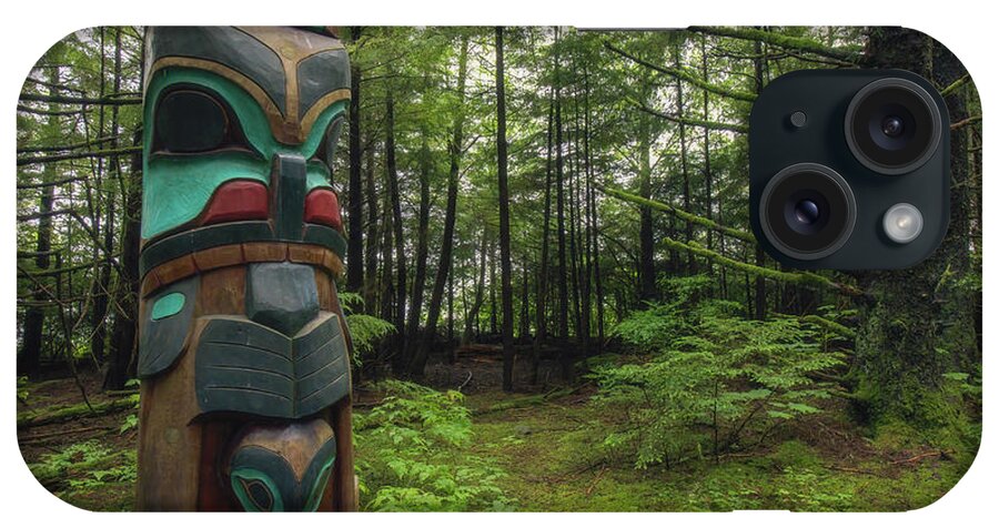 Brown iPhone Case featuring the photograph Beautiful Totem Pole in Sitka National Historical Park by Robert J Wagner