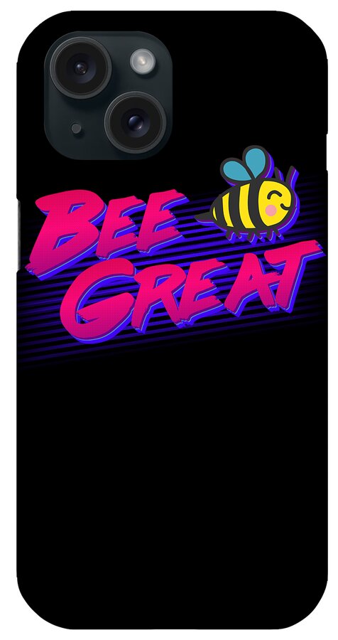 Funny iPhone Case featuring the digital art Bee Great Retro by Flippin Sweet Gear