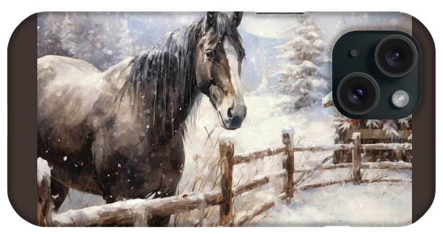 Horse iPhone Case featuring the painting Behind The Fence by Tina LeCour