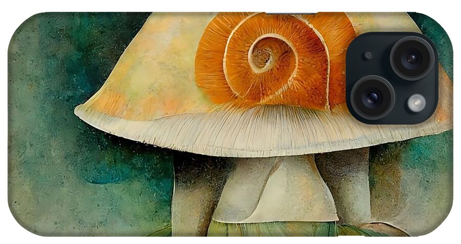 Mushroom iPhone 15 Case featuring the digital art Bell Bottomed Shroom by Vicki Noble