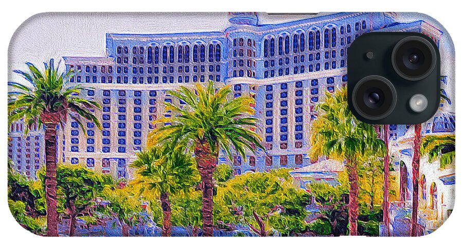 Bellagio Hotel iPhone Case featuring the digital art Bellagio Hotel Las Vegas by Tatiana Travelways