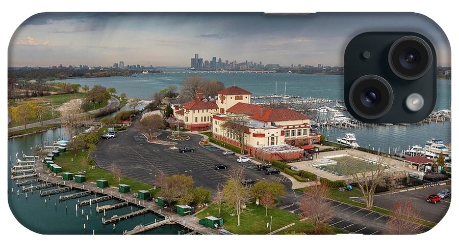 Detroit iPhone Case featuring the photograph Belle Isle and the Detroit Yacht Club DJI_0557 by Michael Thomas