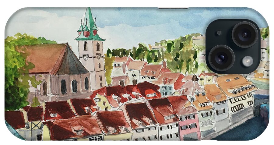 Watercolor iPhone Case featuring the painting Bern, Switzerland by Tracy Hutchinson