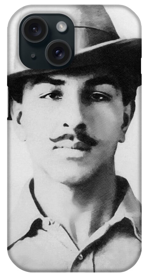 Bhagat Singh iPhone Case featuring the digital art Bhagat Singh Portrait by War Is Hell Store