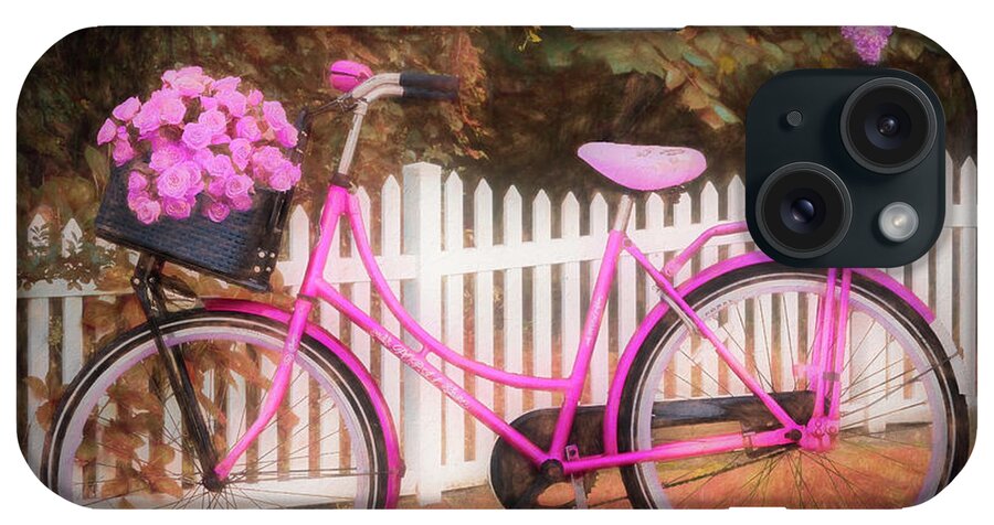 Bike iPhone Case featuring the photograph Bicycle by the Garden Fence II Painting by Debra and Dave Vanderlaan