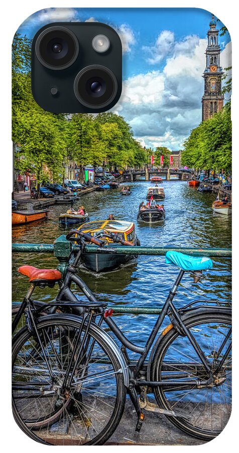 Boats iPhone Case featuring the photograph Bicycles on the Canals II by Debra and Dave Vanderlaan