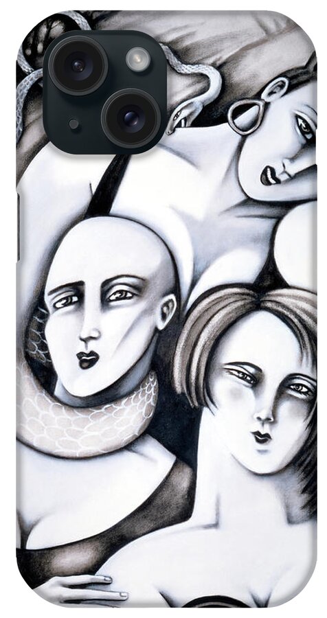 Fantasy iPhone Case featuring the painting Big Bald and Boa by Valerie White