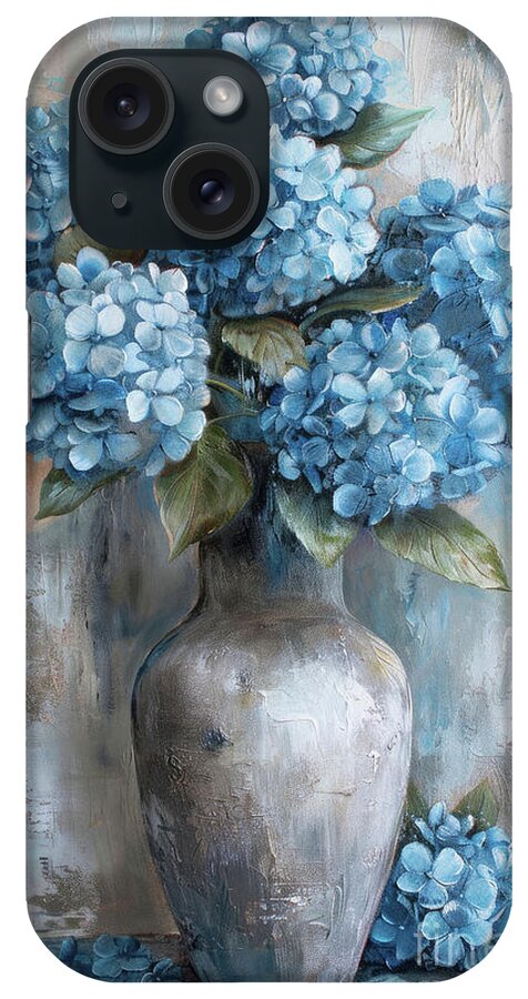 Blue iPhone Case featuring the painting Big Blue Hydrangea Flowers by Tina LeCour