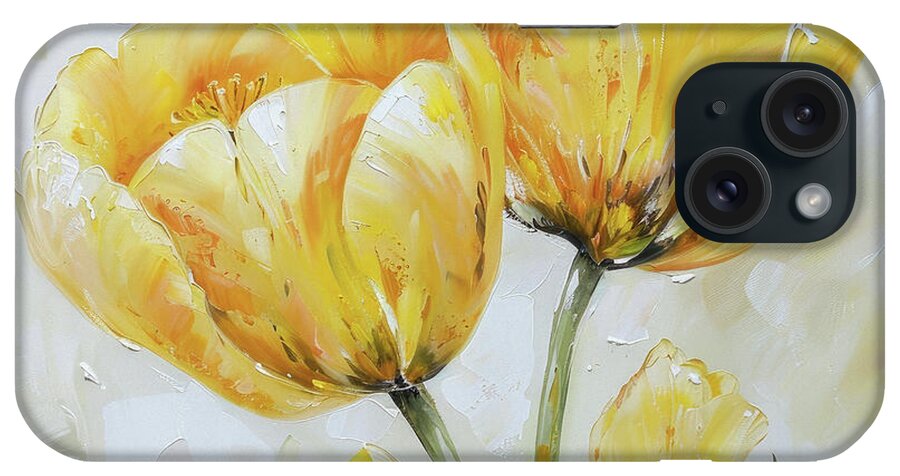 Tulips iPhone Case featuring the painting Big Yellow Tulips by Tina LeCour