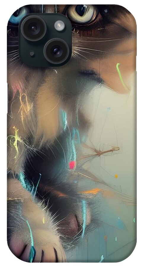 Digital iPhone Case featuring the digital art Bill The Cat by Beverly Read