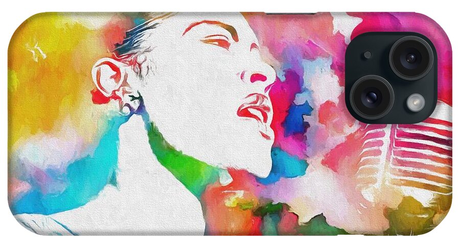 Billie Holiday Color Tribute iPhone Case featuring the painting Billie Holiday Color Tribute by Dan Sproul