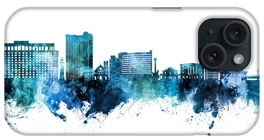 Biloxi iPhone Case featuring the digital art Biloxi Mississippi Skyline #03 by Michael Tompsett