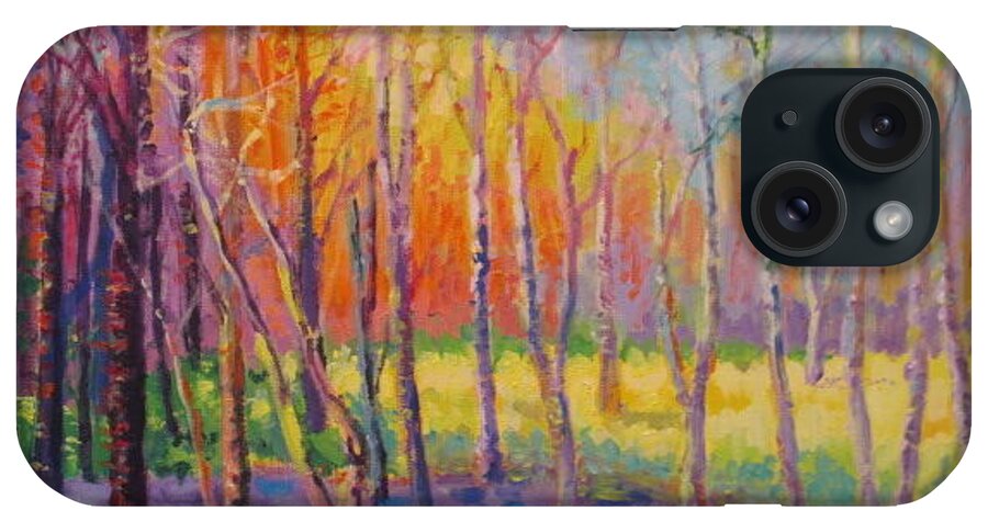 Landscape iPhone Case featuring the painting Birch Field by Mark Lore