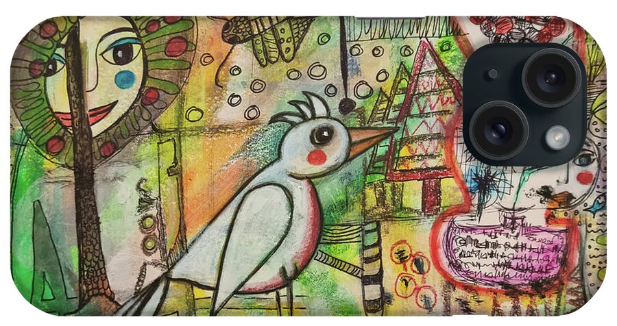 Bird iPhone Case featuring the mixed media BIRD and APPLETREE by Mimulux Patricia No