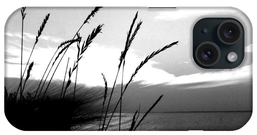 Black And White iPhone Case featuring the photograph Black and White Devils Lake North Dakota Shoreline Photograph Wall Prints by Delynn Addams
