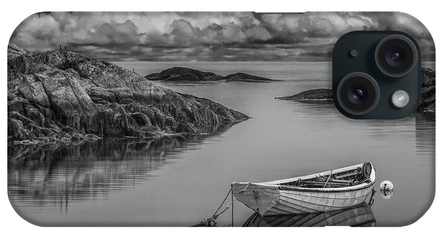 Coast iPhone Case featuring the photograph Black and White of a boat in Peggy's Cove Harbor by Randall Nyhof