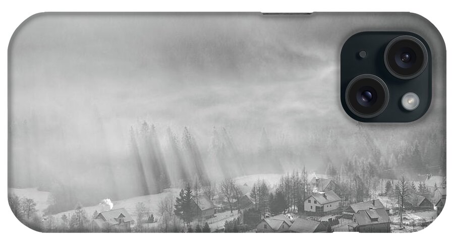 Landscape iPhone Case featuring the photograph Black and white sunrise by Vaclav Sonnek