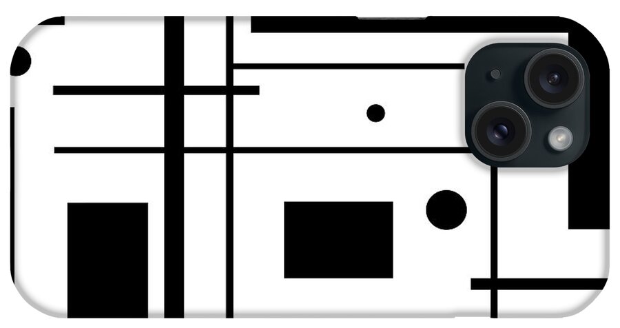 Abstract iPhone Case featuring the digital art Black Geometric Shapes On White by Kirt Tisdale