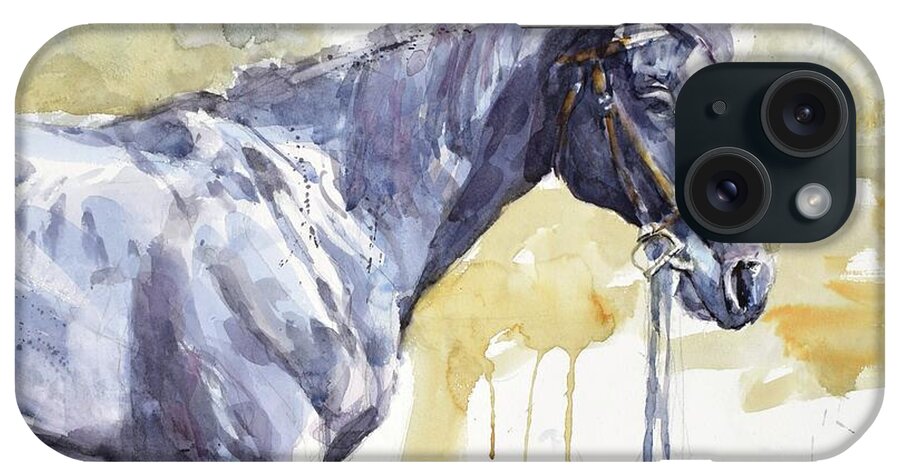 Horse iPhone Case featuring the painting Blak horse by Goran Zigolic
