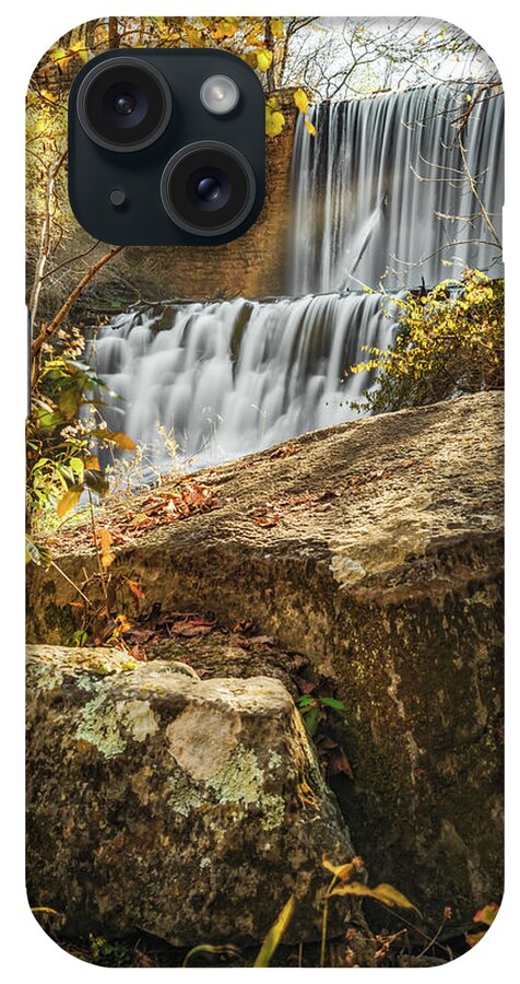 Mirror Lake iPhone Case featuring the photograph Blanchard Springs Autumn Landscape Mirror Lake Falls by Gregory Ballos