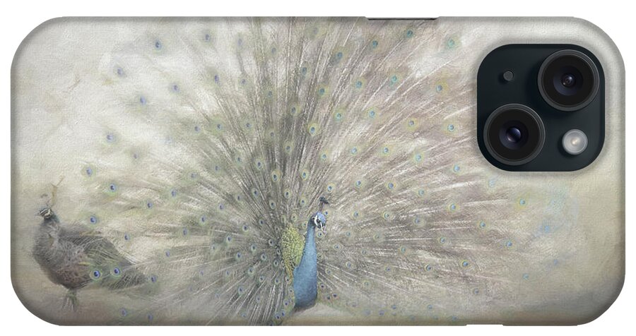 Peacock iPhone Case featuring the painting Blooming Peacock in Silver by Jai Johnson