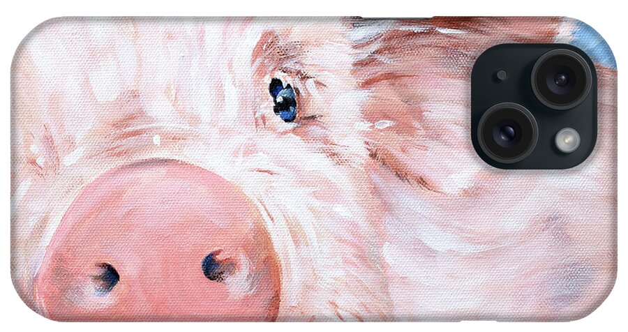 Pig iPhone Case featuring the painting Blossom - Pink Pig by Annie Troe