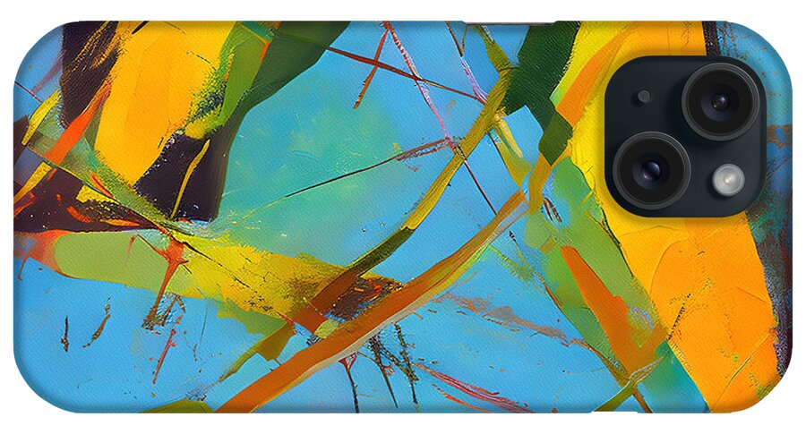Abstract iPhone Case featuring the painting Blue And Yellow Colorful Modern Abstract by Abstract Factory