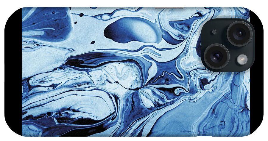 Abstract iPhone Case featuring the painting Blue Art Abstract by Severija Kirilovaite