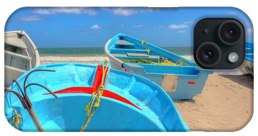 Trinidad iPhone Case featuring the photograph Blue Boats by Nadia Sanowar