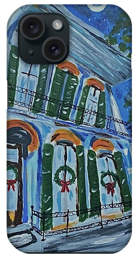 Cityscape iPhone Case featuring the painting Blue Christmas by John Macarthur