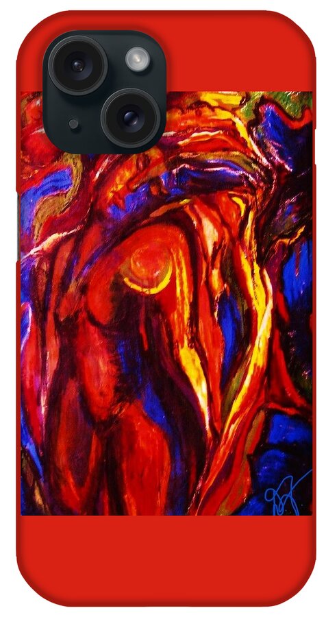 Figural Art iPhone Case featuring the painting Blue by Dawn Caravetta Fisher