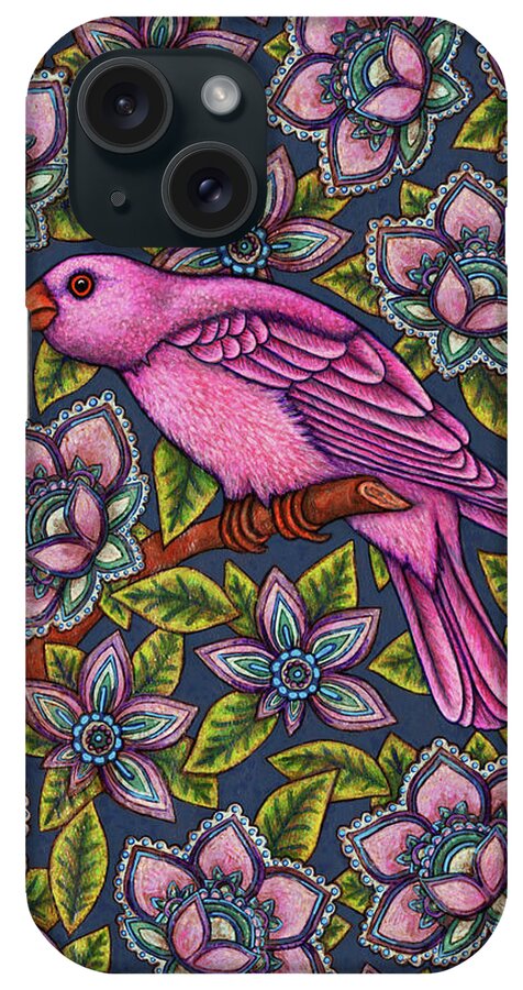 Bird iPhone Case featuring the painting Blue Floral Bird Tapestry by Amy E Fraser