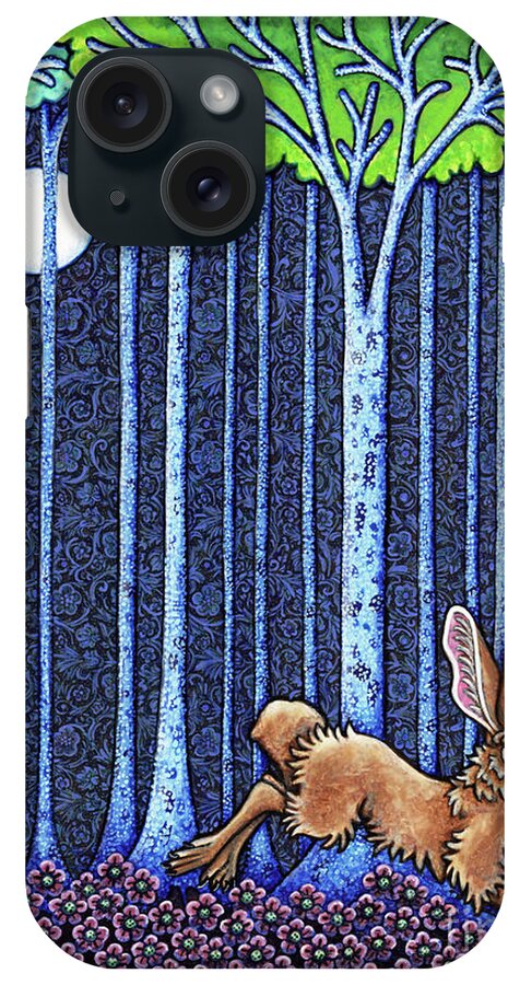 Hare iPhone Case featuring the painting Blue Forest Breakaway by Amy E Fraser