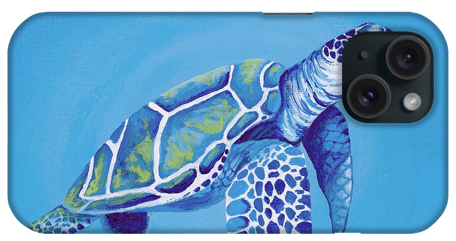Hawaii iPhone Case featuring the painting Blue Honu by Darice Machel McGuire