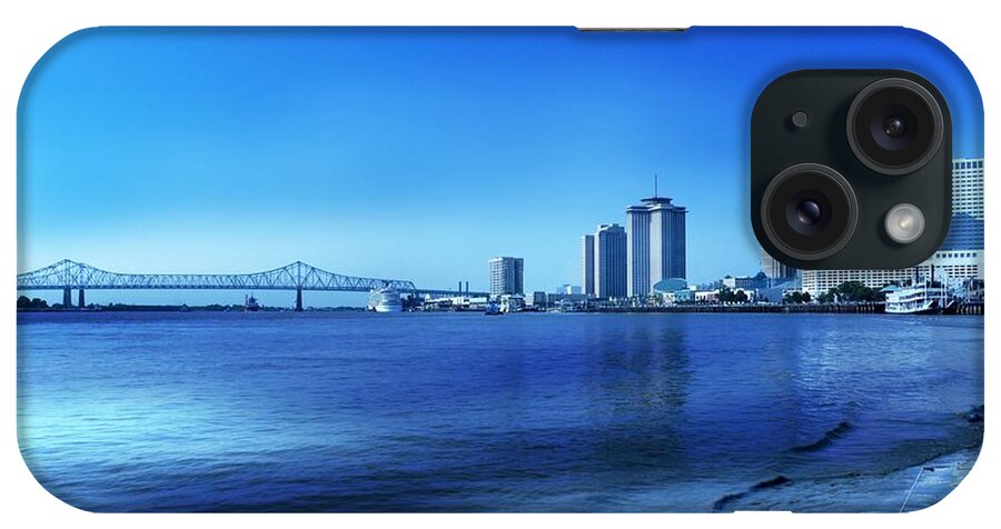 Blue iPhone Case featuring the photograph Blue Hour at the Mississippi River by On da Raks