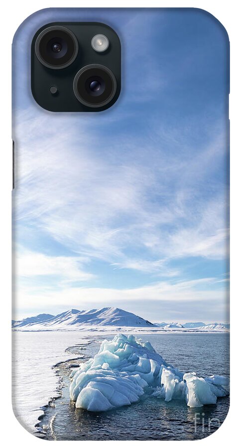 Frozen iPhone Case featuring the photograph Blue iceberg in Svalbard by Jane Rix