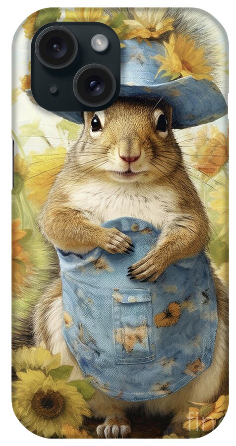 Squirrel iPhone Case featuring the painting Blue Jean Bernadette by Tina LeCour