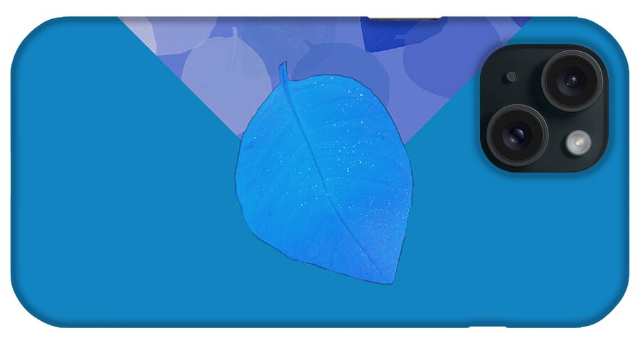 Blue iPhone Case featuring the digital art Blue Leaf Collage Design for Bags by Delynn Addams
