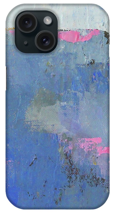 Blue Abstract iPhone Case featuring the painting Blue Ledge by Nancy Merkle