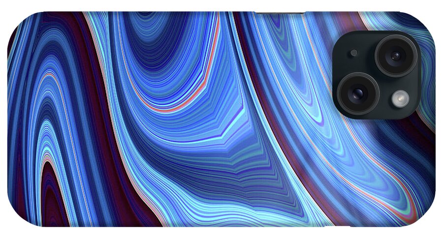 Blue iPhone Case featuring the digital art Blue Marble Canyon Abstract by Shelli Fitzpatrick