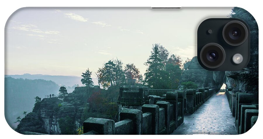 Saxon Switzerland iPhone Case featuring the photograph Blue morning on the Bastei bridge by Sun Travels
